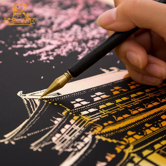 Scratch & Reveal: World Landmarks Night Edition – Stress Relief Art Kit for Adults & Kids