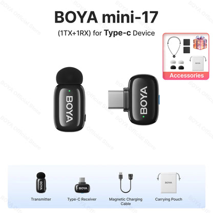 Mini micrófono de solapa inalámbrico BOYA para iOS y Android