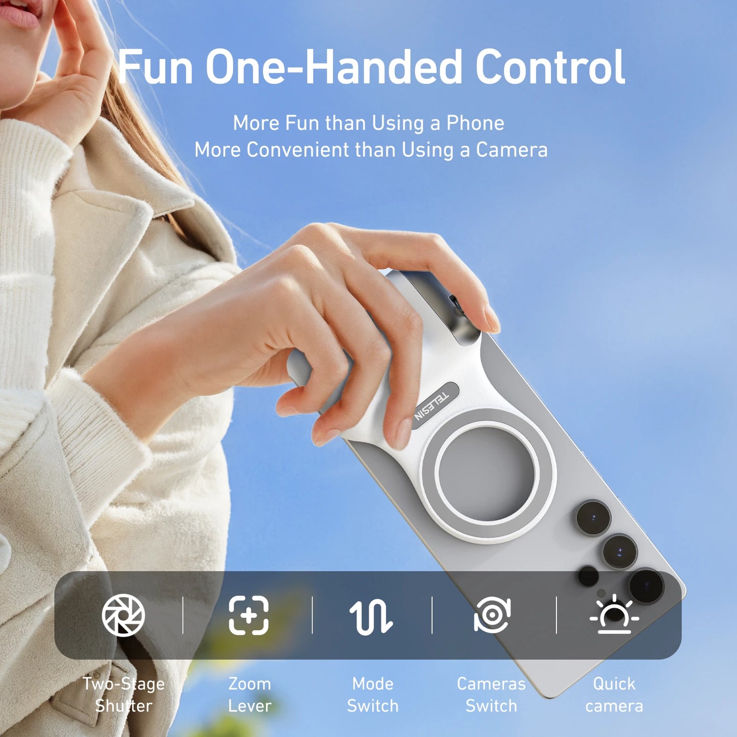 TELESIN  – Magnetic Camera Handle with Remote for iPhone & Android