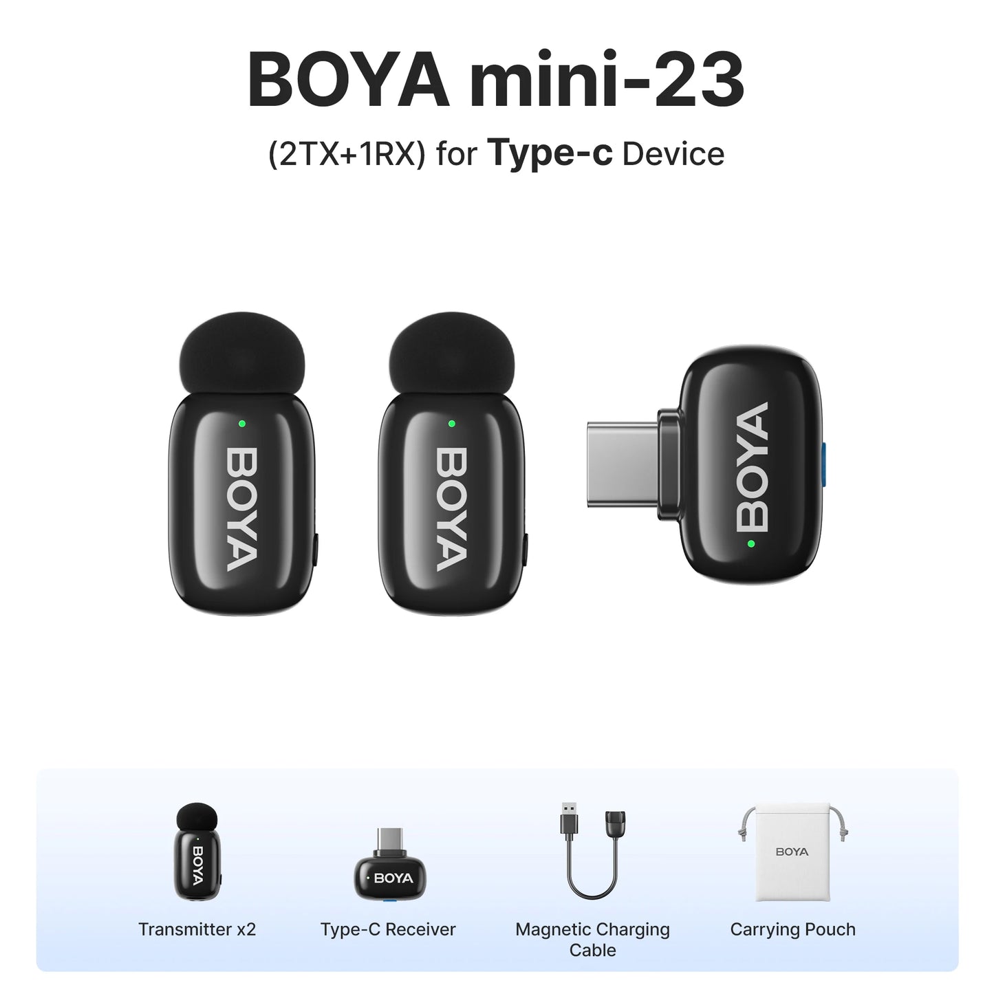 Mini micrófono de solapa inalámbrico BOYA para iOS y Android