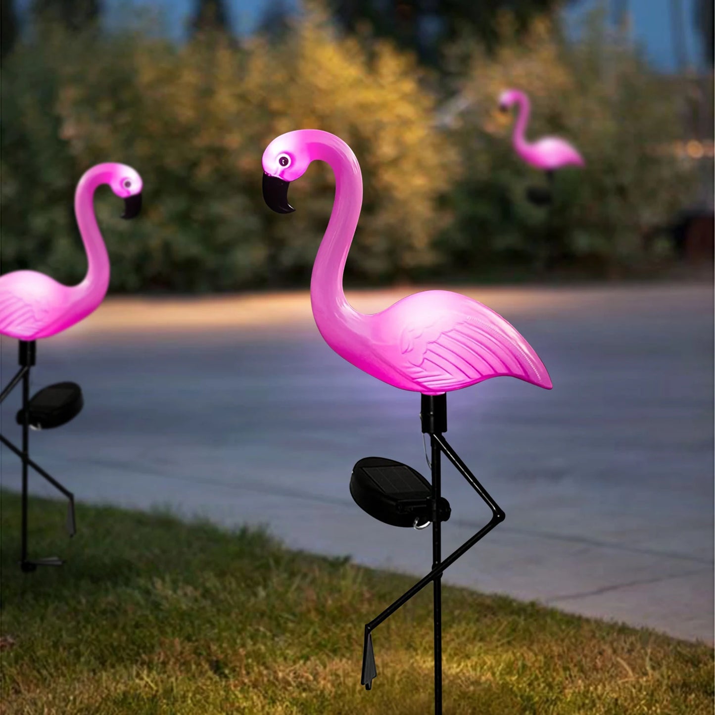 Luces solares de flamenco para jardín: decoración festiva para exteriores (1/3 unidades)