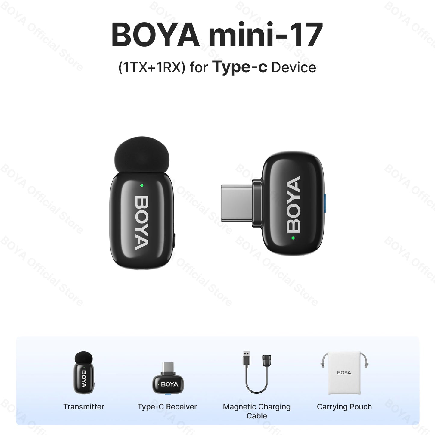 Mini micrófono de solapa inalámbrico BOYA para iOS y Android