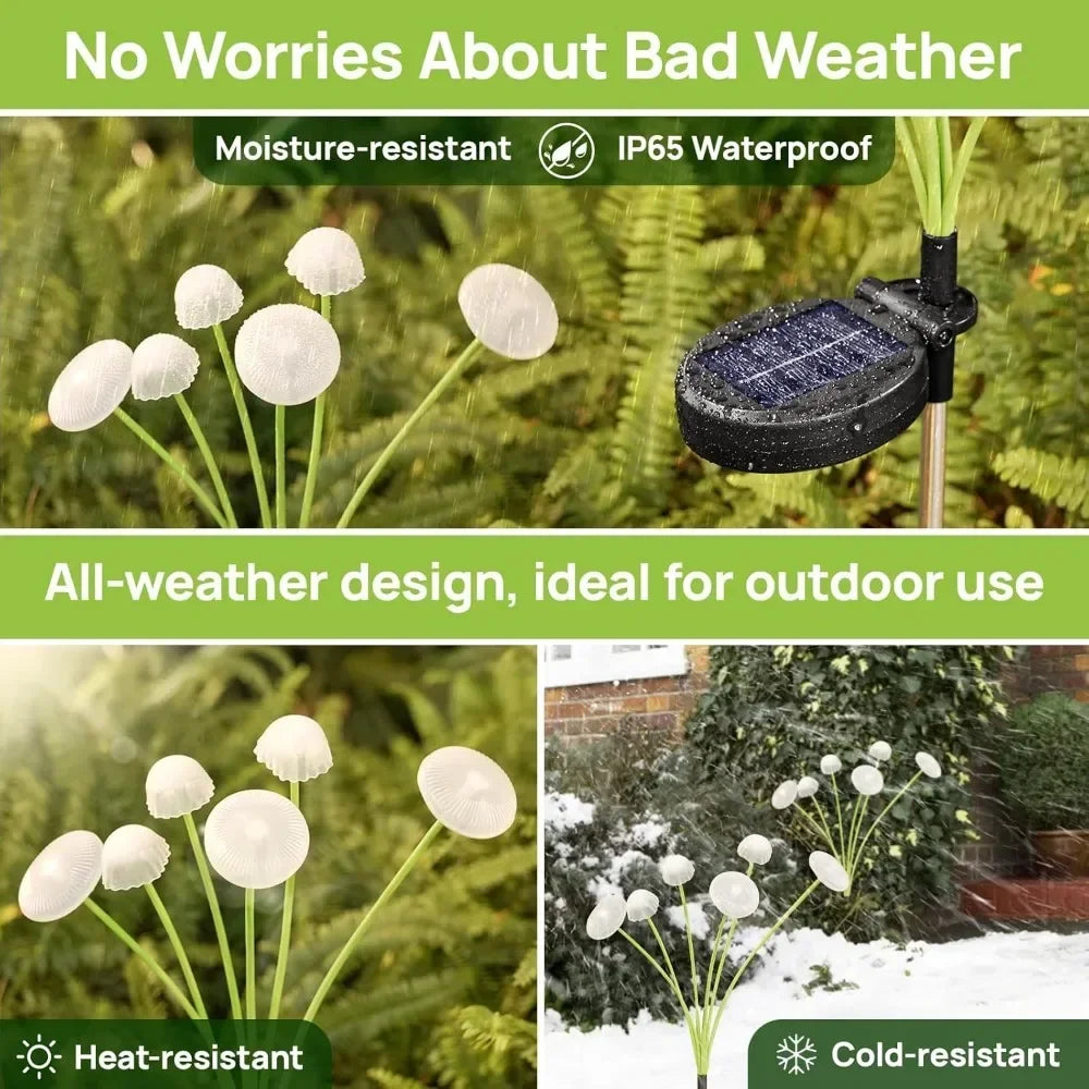 LumiShroom Solar LED Garden Lights - 6 LED Jellyfish-Inspired Outdoor Atmosphere Lamps