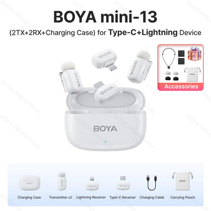 Mini micrófono de solapa inalámbrico BOYA para iOS y Android