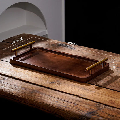 EleganceServe™ Wooden Tray with Gold Handles