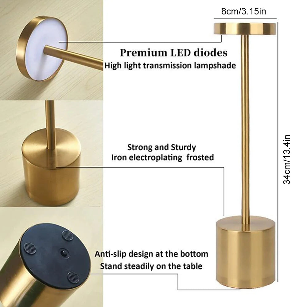 VelaLuxe | Modern Touch Lamp | Stepless Dimming Bedside Light