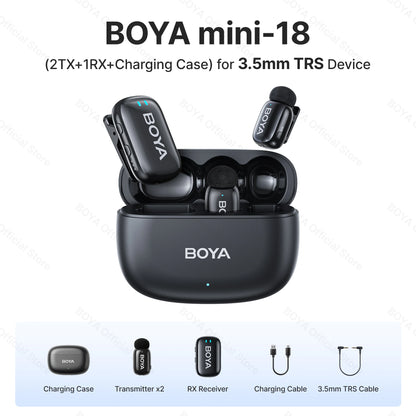 Mini micrófono de solapa inalámbrico BOYA para iOS y Android