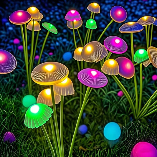 LumiShroom Solar LED Garden Lights - 6 LED Jellyfish-Inspired Outdoor Atmosphere Lamps