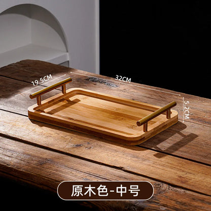 EleganceServe™ Wooden Tray with Gold Handles