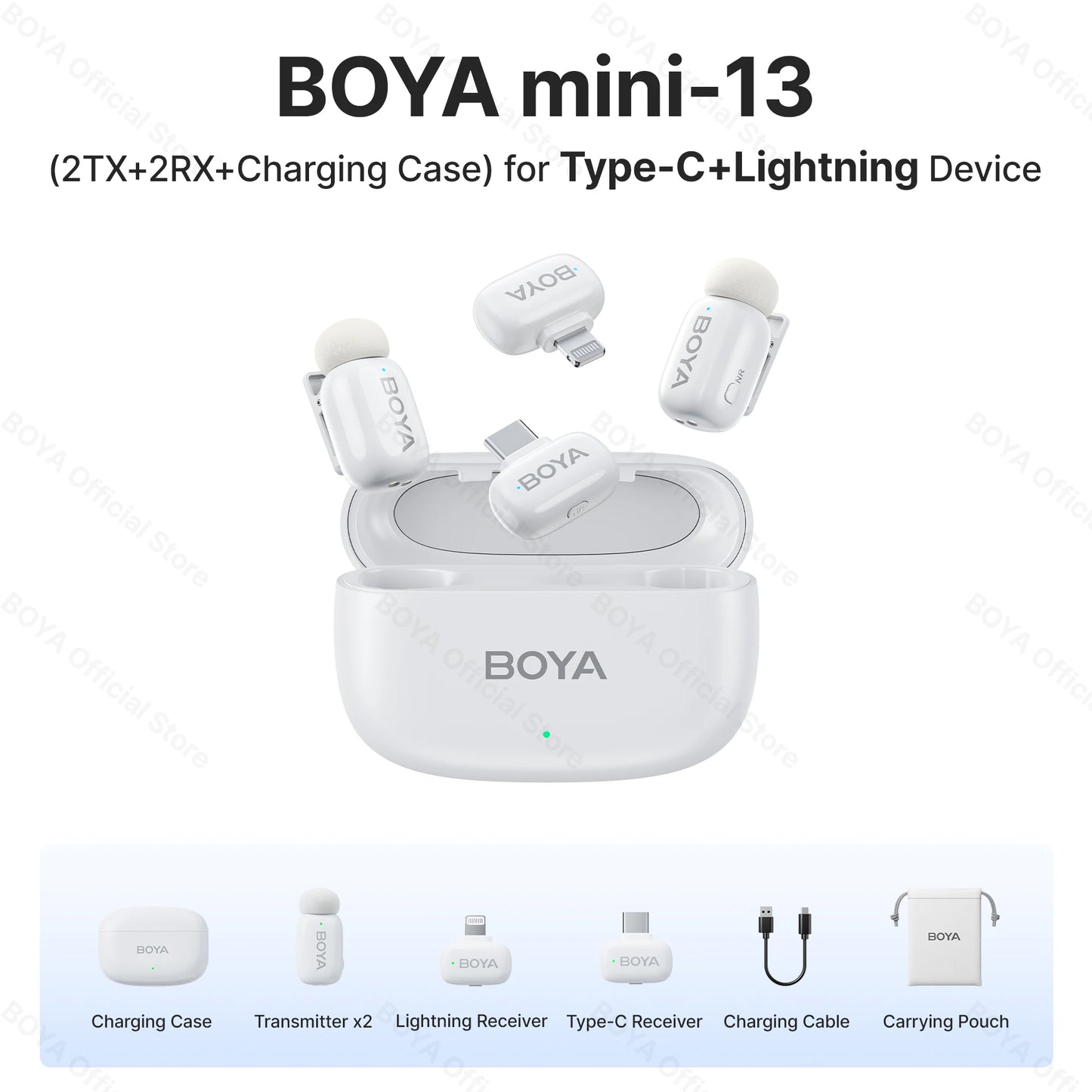 Mini micrófono de solapa inalámbrico BOYA para iOS y Android