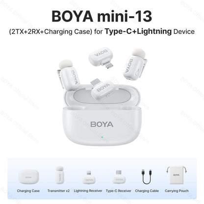 Mini micrófono de solapa inalámbrico BOYA para iOS y Android