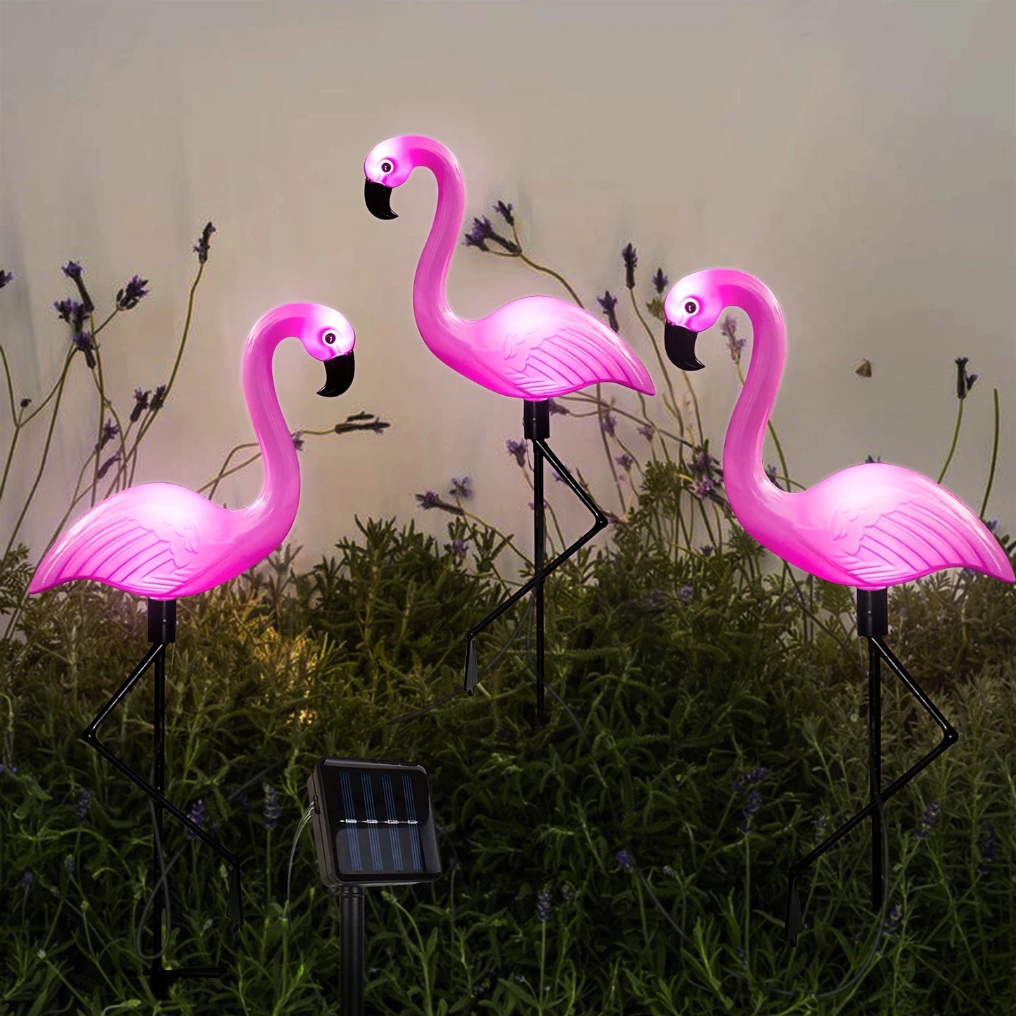 Luces solares de flamenco para jardín: decoración festiva para exteriores (1/3 unidades)