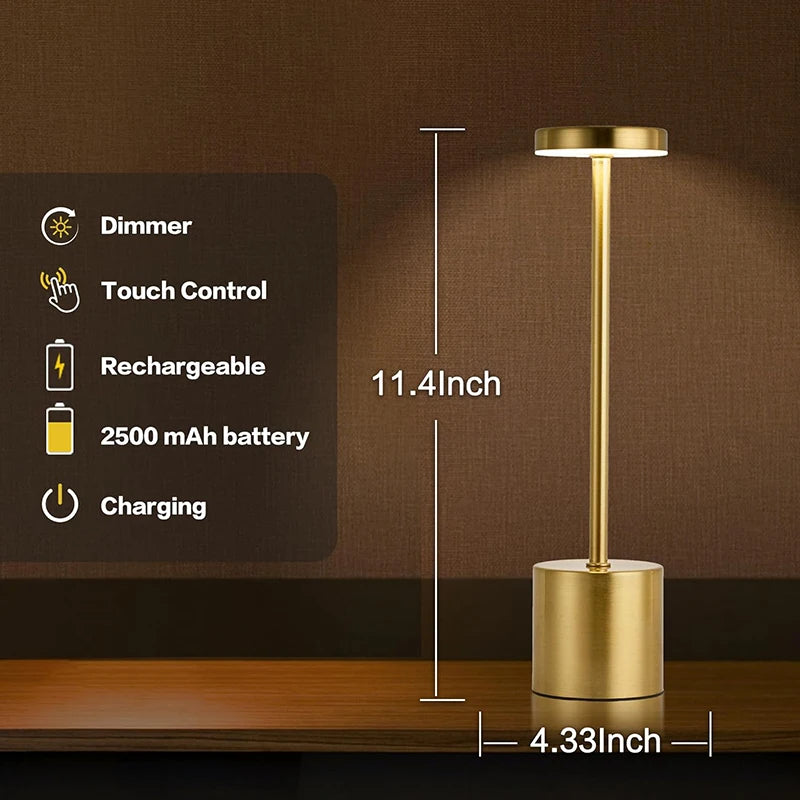 VelaLuxe | Modern Touch Lamp | Stepless Dimming Bedside Light