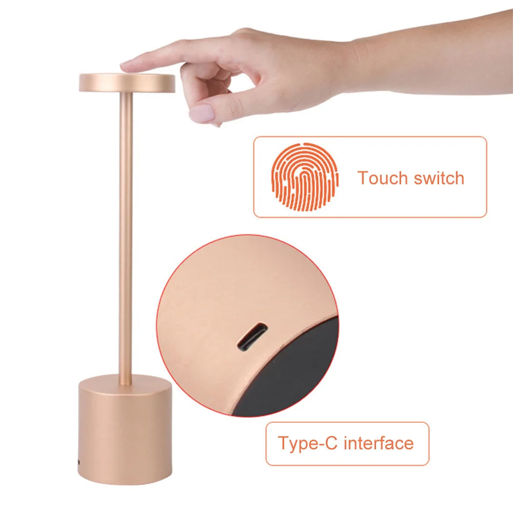 VelaLuxe | Modern Touch Lamp | Stepless Dimming Bedside Light