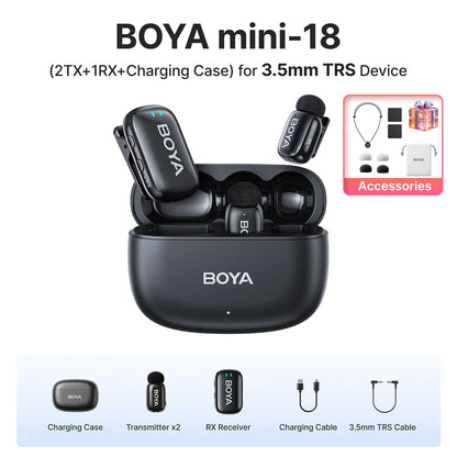Mini micrófono de solapa inalámbrico BOYA para iOS y Android