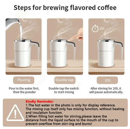 BrewMate™ Auto Magnetic Mixing Mug - 380ml Waterproof Coffee Cup | Food Safe & USB Rechargeable