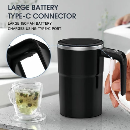 BrewMate™ Auto Magnetic Mixing Mug - 380ml Waterproof Coffee Cup | Food Safe & USB Rechargeable