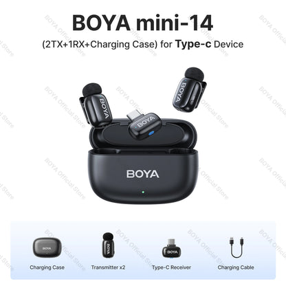 Mini micrófono de solapa inalámbrico BOYA para iOS y Android