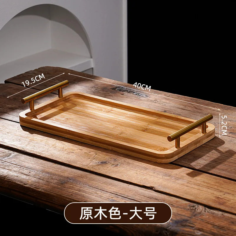 EleganceServe™ Wooden Tray with Gold Handles