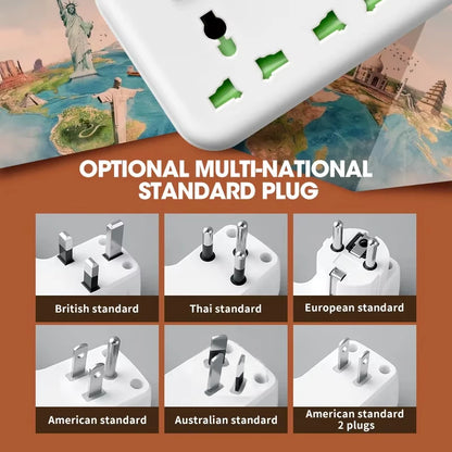 Universal Wall Power Strip with USB & Switch | EU UK US AU Plug Adapter