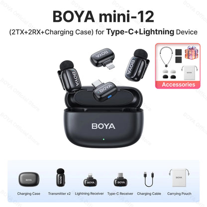 Mini micrófono de solapa inalámbrico BOYA para iOS y Android