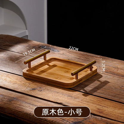 EleganceServe™ Wooden Tray with Gold Handles