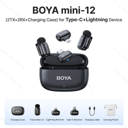 Mini micrófono de solapa inalámbrico BOYA para iOS y Android