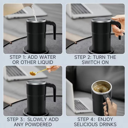 BrewMate™ Auto Magnetic Mixing Mug - 380ml Waterproof Coffee Cup | Food Safe & USB Rechargeable