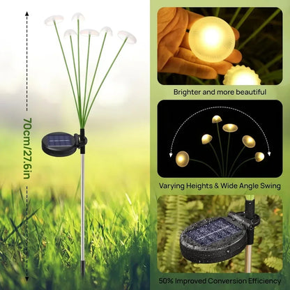 LumiShroom Solar LED Garden Lights - 6 LED Jellyfish-Inspired Outdoor Atmosphere Lamps